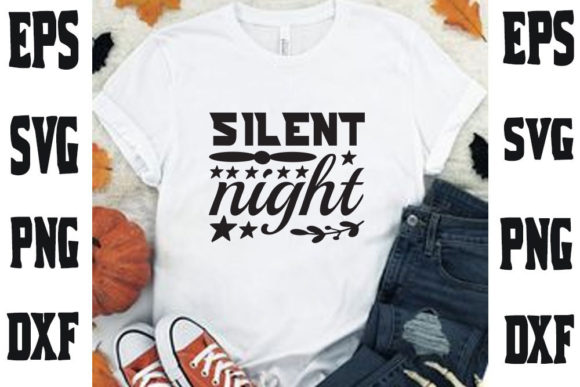 Christmas Quote Design,Silent Night Graphics for T-Shirt Designs